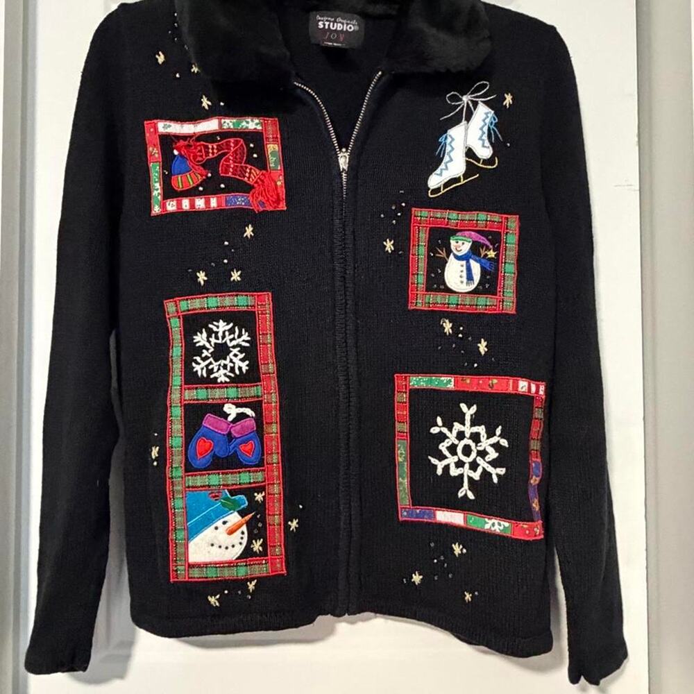 Vintage designers originals studio joy Christmas cardigan